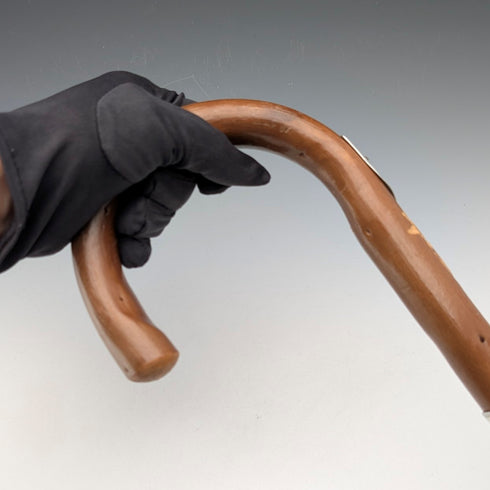 復古歐洲之旅彎柄旅遊手杖棕色桿 92 厘米